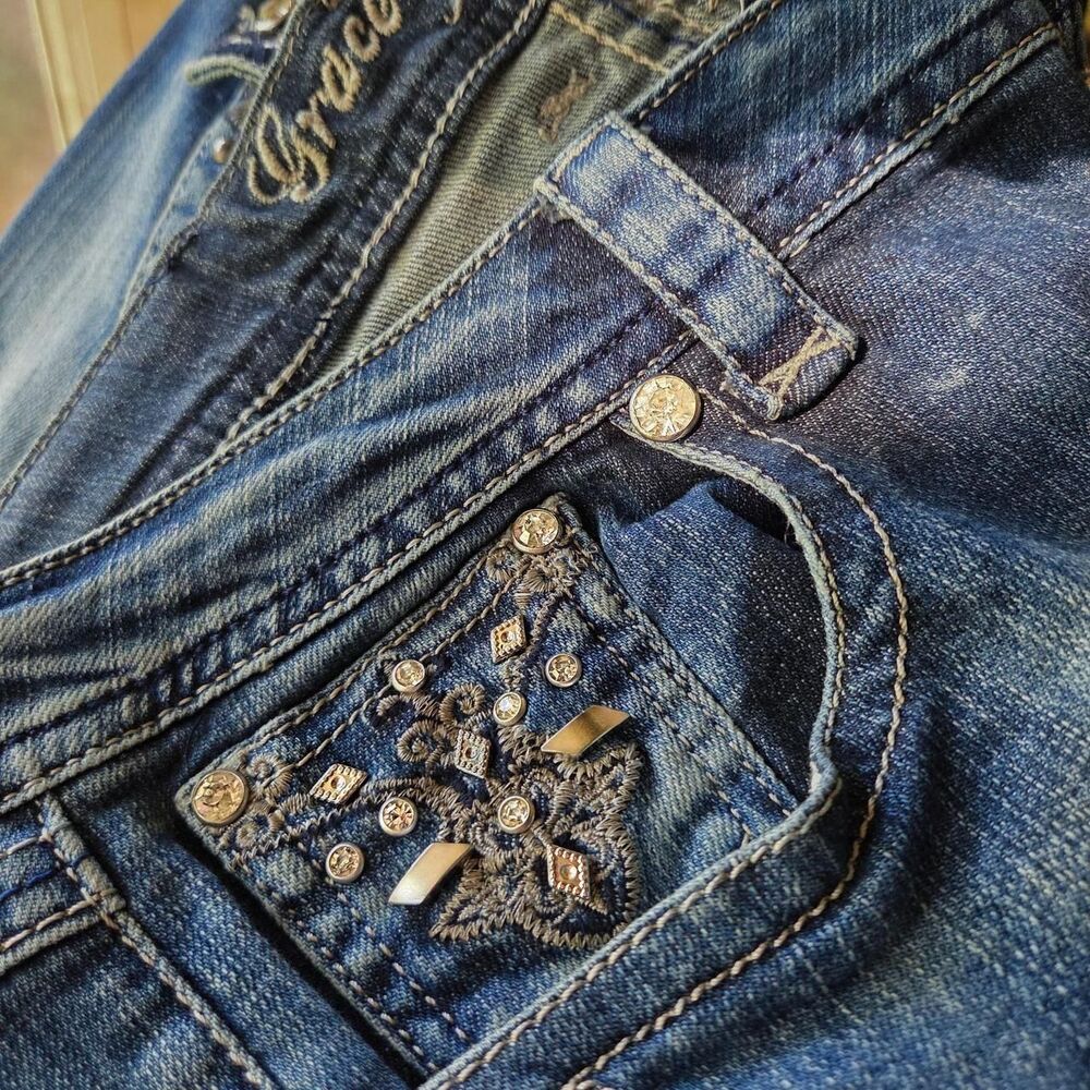 Grace-in-la Women's Blue and Navy Jeans